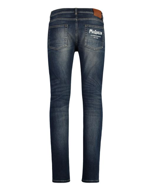 Jeans in cotone stretch di Alexander McQueen in Blue da Uomo