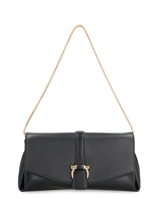 Ferragamo Black M Leather Crossbody Bag