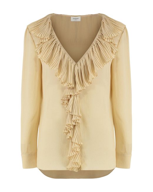 Saint Laurent Natural Crêpe-Silk Blouse