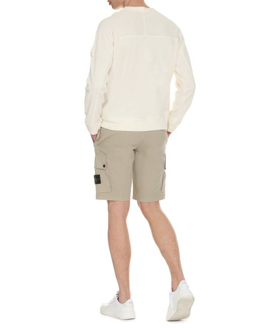 Stone Island White Cotton Crew-Neck Sweatshirt for men