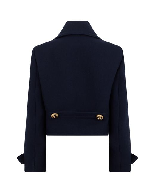 Balenciaga Blue Short Wool Jacket With Decorative Buttons