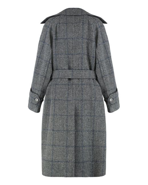 Weekend by Maxmara Gray Long Wool Tweed Coat
