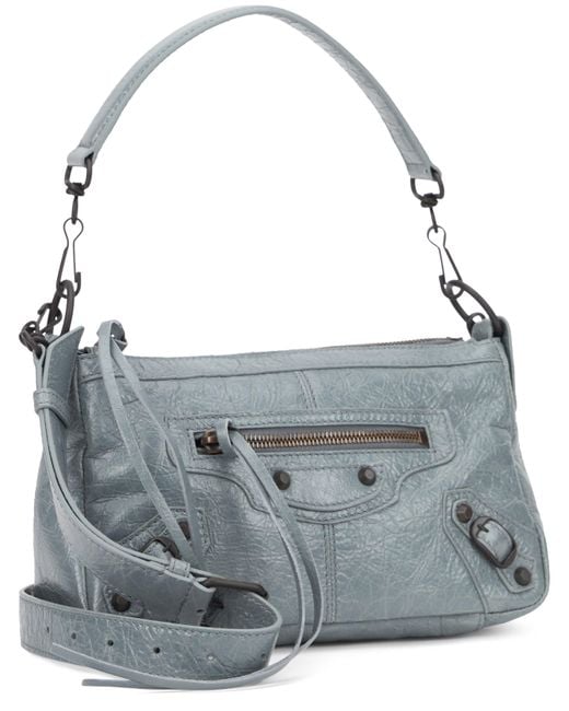 Balenciaga Gray Le City Moto Mini Lambskin Shoulder Bag
