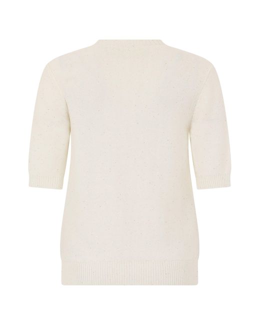 Fabiana Filippi White Sweater Made Of Blended Cotton, Linen, And Polyester