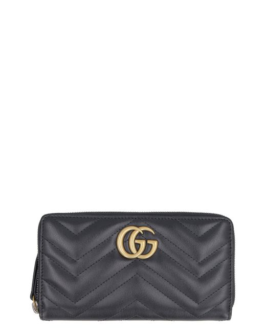 Portafoglio zip-around GG Marmont in pelle di Gucci in Gray