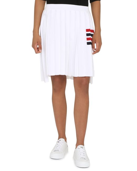 Thom Browne White Pleated Knit Skirt With Elastic Waistband