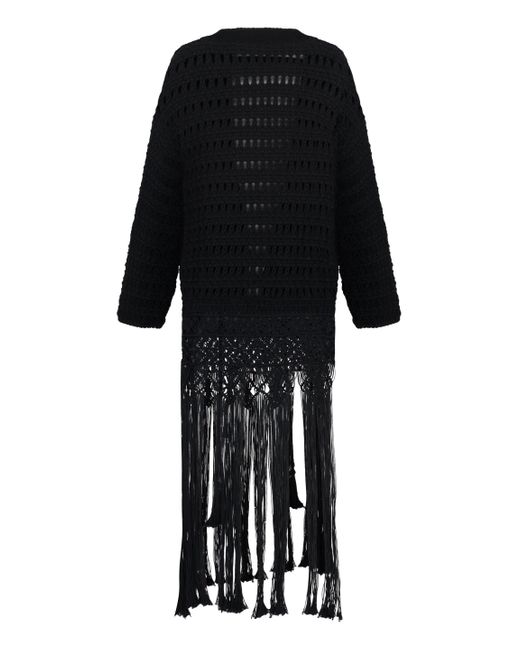 Alanui Black Love Letter To India Cotton Cardigan