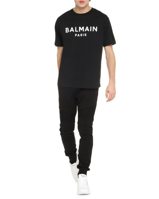 Balmain Black Cotton Crew-Neck T-Shirt for men