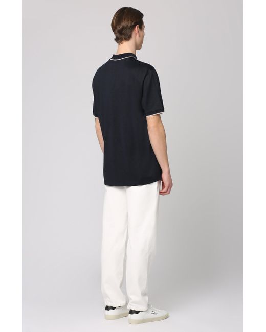 Giorgio Armani Black Short Sleeve Cotton Blend Polo Shirt for men