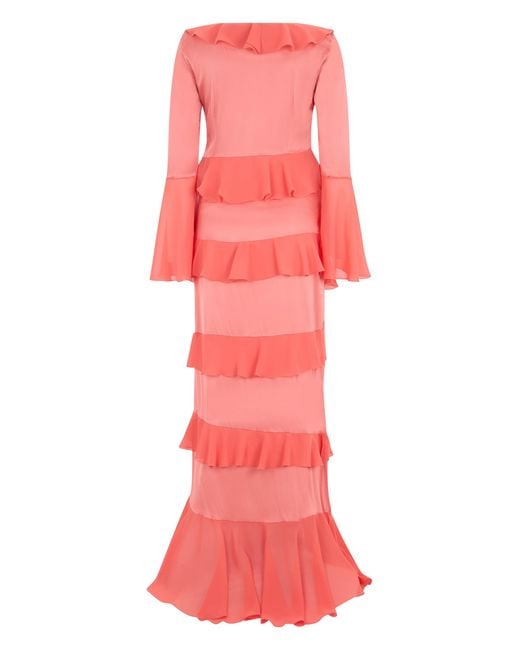 LES FILLES D'EVA Red Long Dress With Ruffles