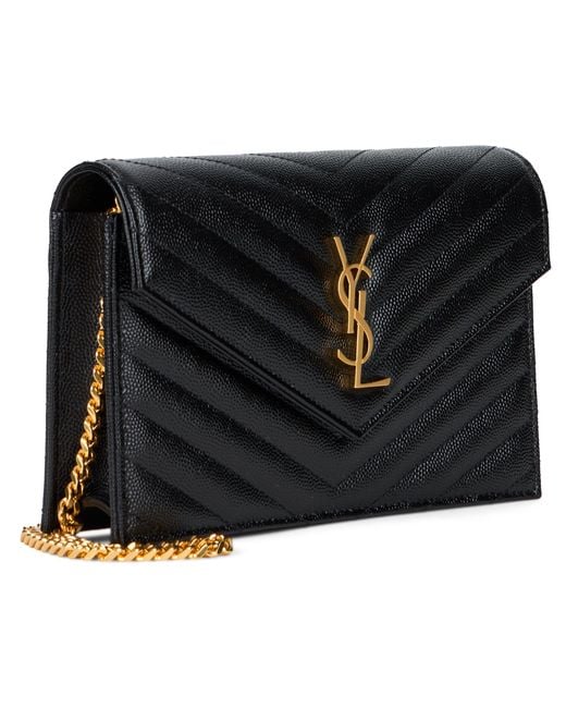 Saint Laurent Gray Cassandre Envelope Chain Wallet