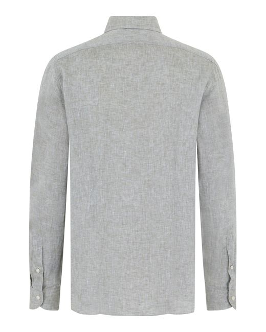 Slowear Gray Linen Long Sleeve Shirt for men