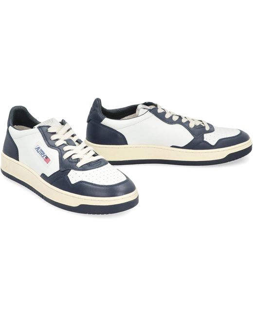 Autry Blue Medalist Leather Low-top Sneakers