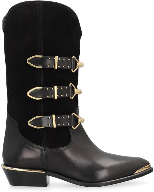 Isabel Marant Black Cowboy Boots 'Mexia'