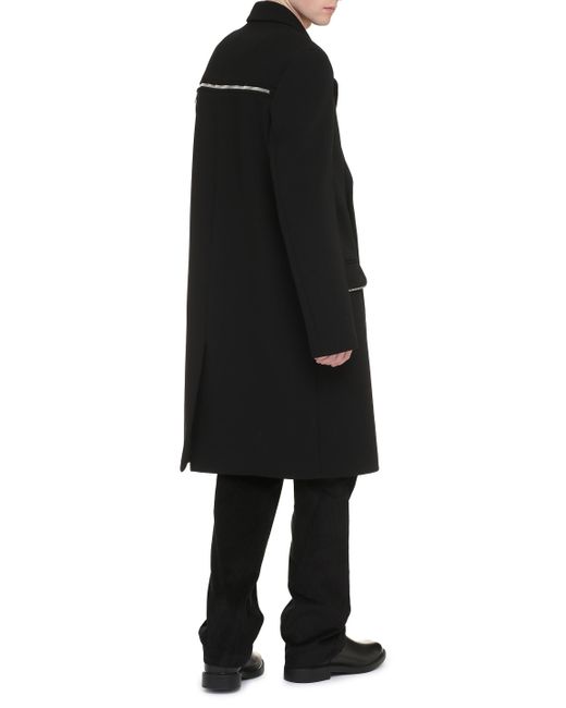 Cappotto doppiopetto in lana vergine di Off-White c/o Virgil Abloh in Black da Uomo
