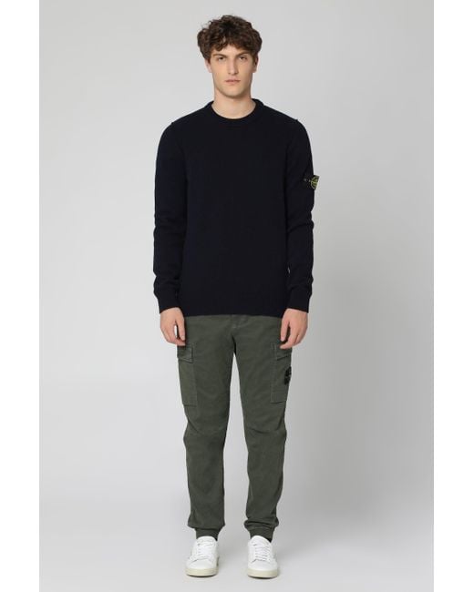 Stone Island Blue Logo Patch Sweater for men