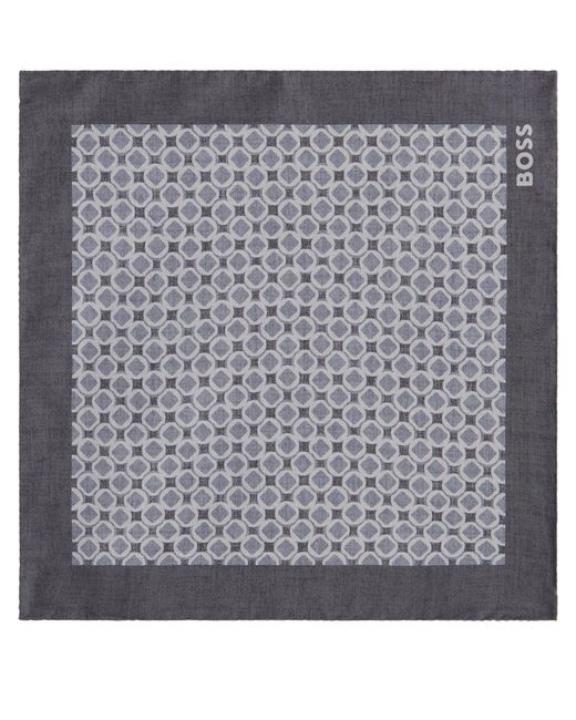 Boss Gray Silk Scarf With Print for men