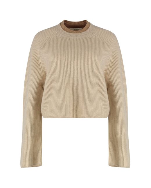 Max Mara Natural Wool And Cashmere Jersey With A Ribbed Knit