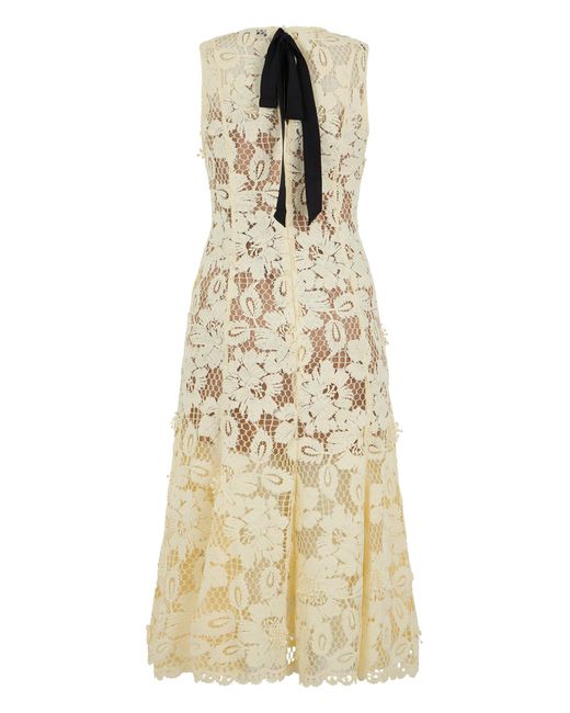 Self-Portrait Natural Floral Midi Dress