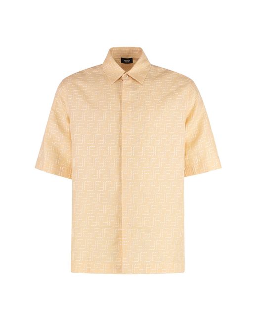 Fendi Natural Linen-Cotton Blend Shirt for men