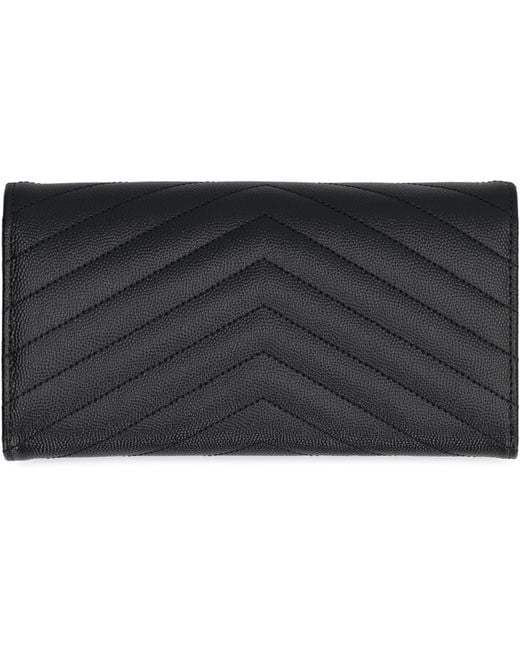 Saint Laurent Black Cassandre Quilted Leather Wallet