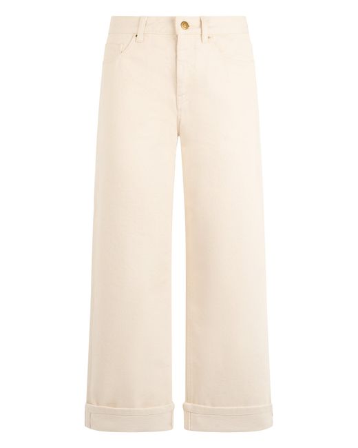 Moncler Natural Comfortable Cotton Twill Pants With Cuff For