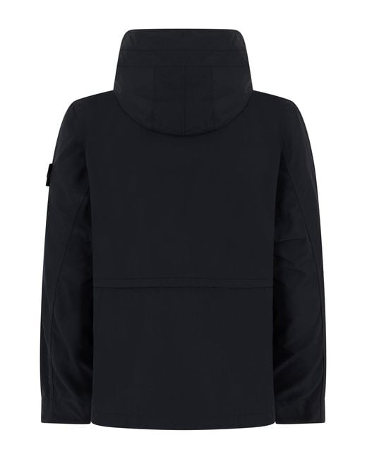Stone Island Black Windbreaker With High Collar for men