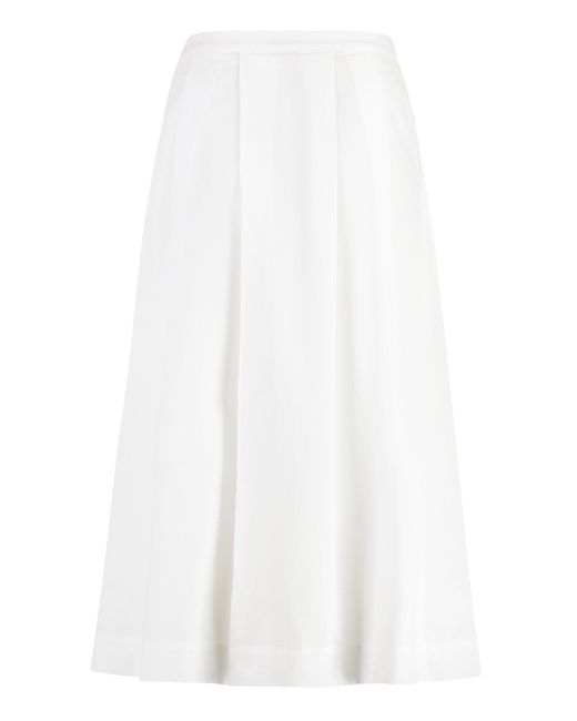 Pinko White Ecuba Cotton Midi Skirt