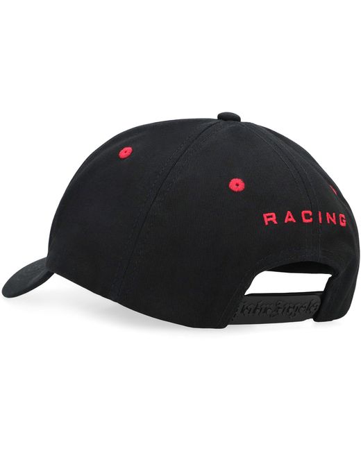 Palm Angels Red Baseball Cap Racing Monogram for men