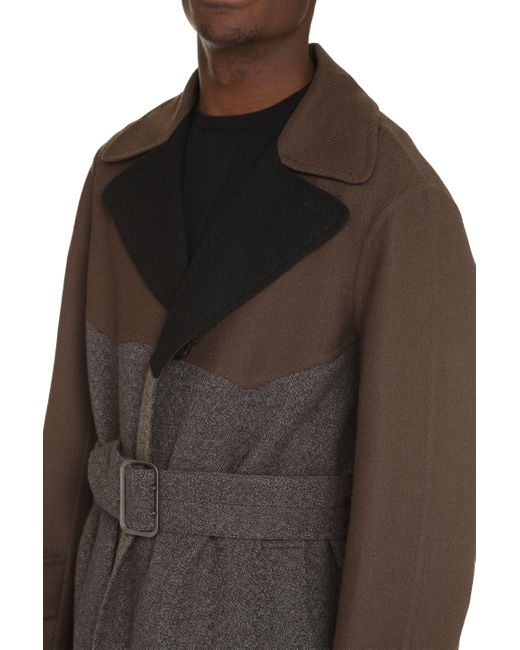 Ferragamo Brown Wool Long Coat for men