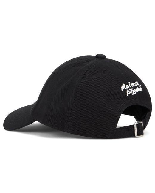 Maison Kitsuné Black Baseball Cap With Embroidery