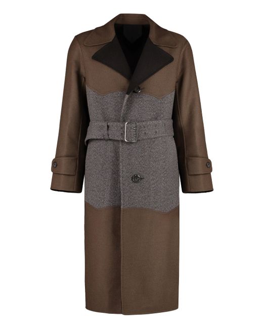 Ferragamo Brown Wool Long Coat for men