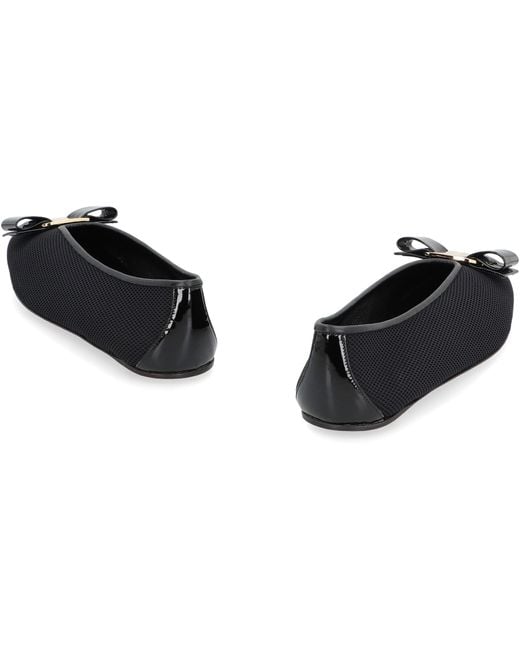 Ferragamo Black Vara Ballet Flats