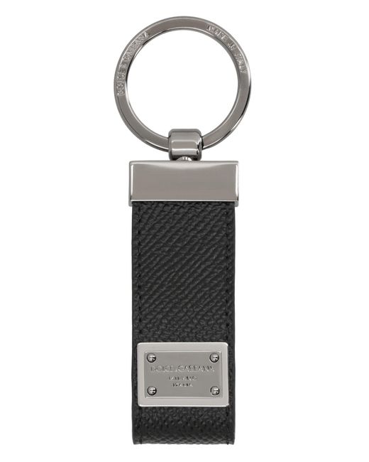 Dolce & Gabbana Black Leather Keyring With Logo for men
