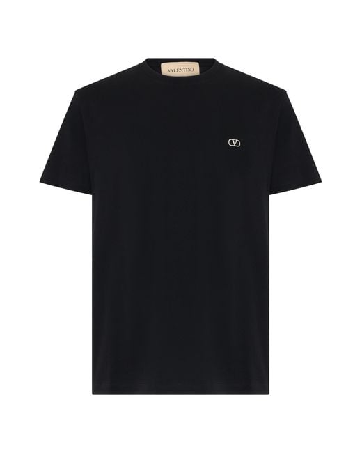 Valentino Garavani Black Cotton T-Shirt With Logo for men