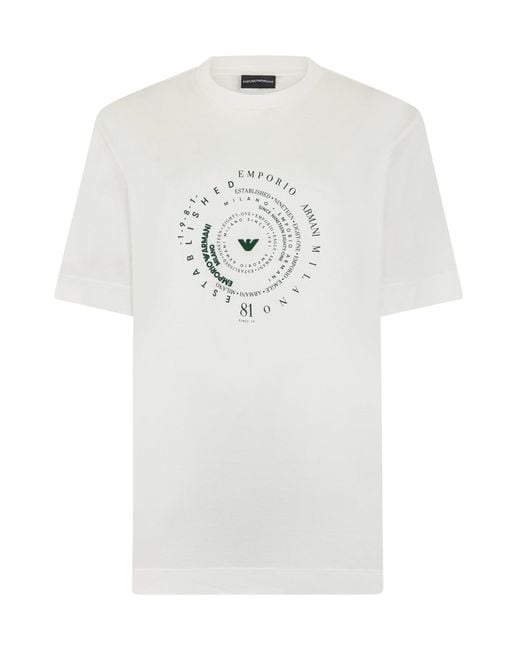 Emporio Armani White Short-Sleeve T-Shirt With Print for men
