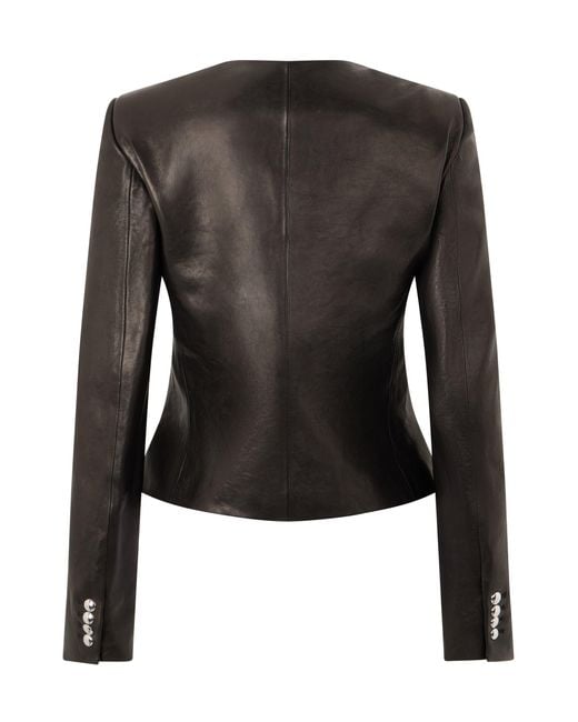 Khaite Black Slim Fit Leather Jacket