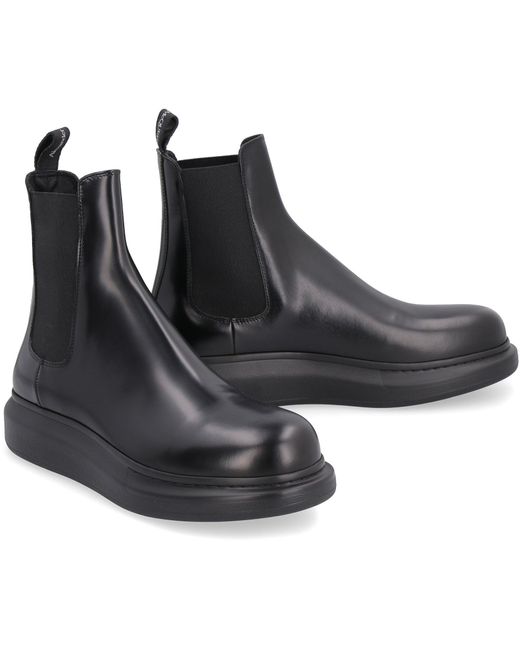 Alexander McQueen Black Leather Chelsea Boots for men