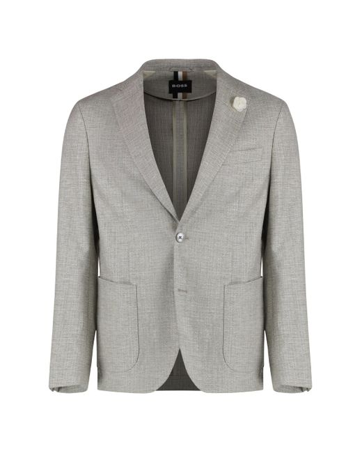 Boss Gray Single-Breasted Two-Button Jacket for men
