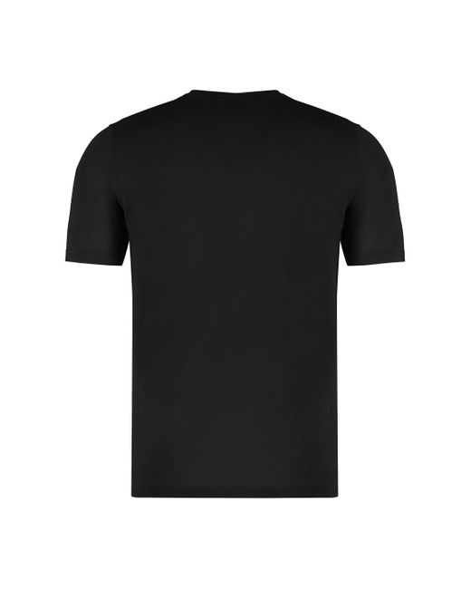 T-shirt girocollo in cotone di Roberto Collina in Black da Uomo