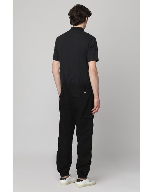 C P Company Black Cotton-Linen Trousers for men