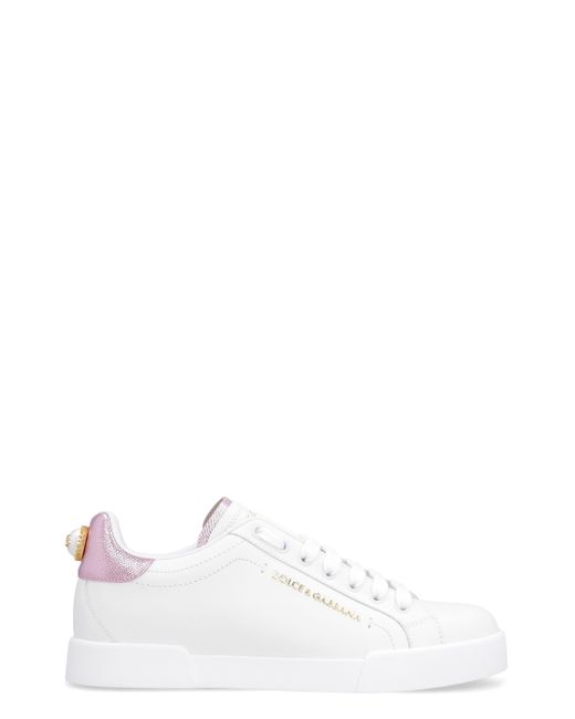 Sneakers low-top Portofino in pelle di Dolce & Gabbana in White