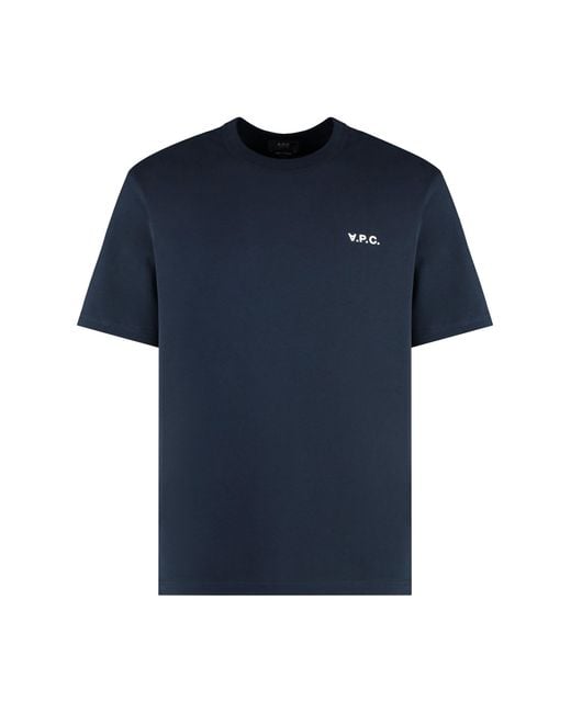 A.P.C. Blue T-Shirt Fabric: 100. T-Shirts for men
