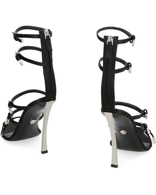 Versace Black Leather Pin-Point Sandals
