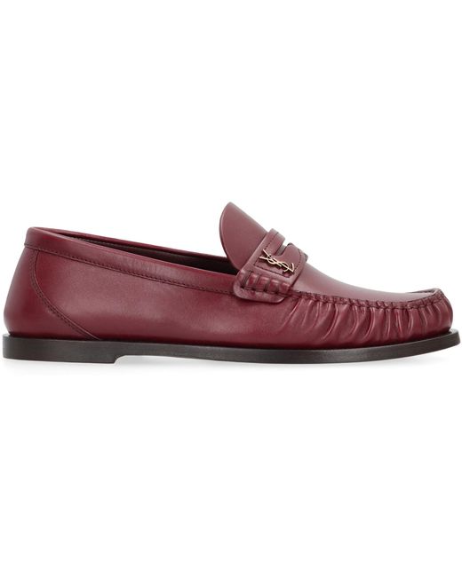Saint Laurent Purple Laurent Leather Loafers