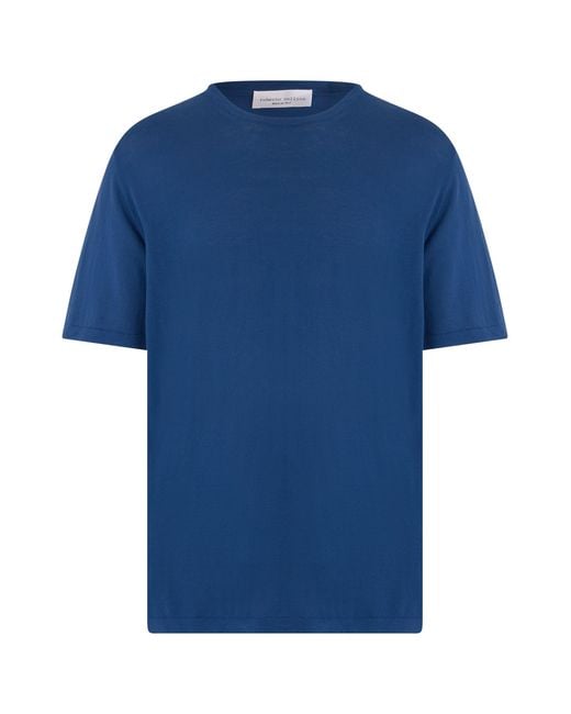 Roberto Collina Blue Thin Sweater With Short Sleeves for men
