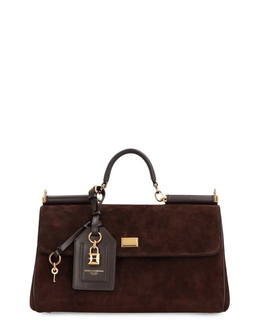 Dolce & Gabbana Brown My Sicily Suede Handbag