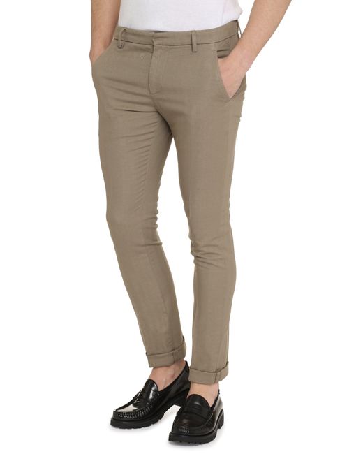 Dondup Gray Cotton Chino Trousers for men
