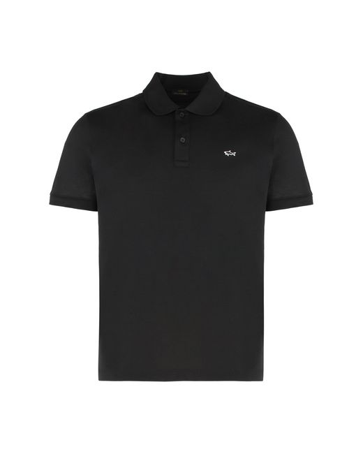 Paul & Shark Black Solid Shirt Collar Polo for men