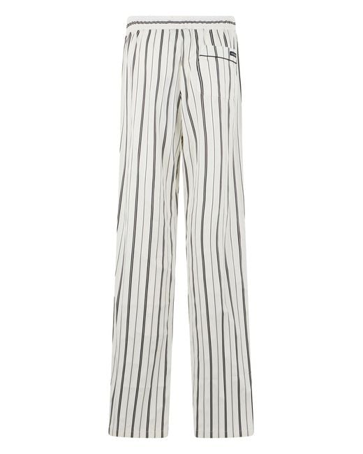 Dolce & Gabbana White Cotton And Silk Striped Pants for men